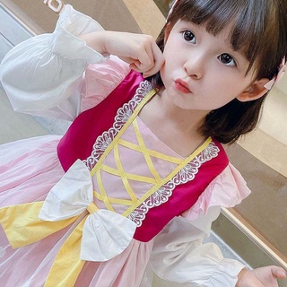 Las niñas popular princesa vestido de las niñas Lolita vestido nuevo otoño ropa de estilo extranjero bebé primavera y otoño vestido de falda de los niños de Disney princesa vestido