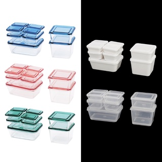 lala 9 piezas 1:12 accesorios para casa de muñecas mini caja de comida de plástico de mantenimiento fresco con tapa