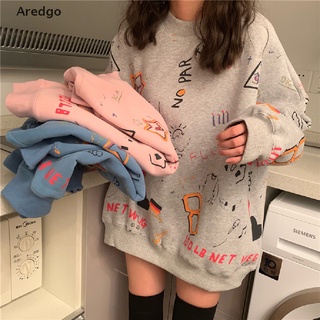 [Aredgo] Women Print Sweatshirt Loose Tshirt Tees Long Sleeve Tops T Shirt Pullover Baggy Hot Sale