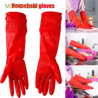 Mengxuan accesorios para el hogar guantes de goma de manga larga guantes de látex rojo impermeable herramientas lavado lavado platos limpieza cocina