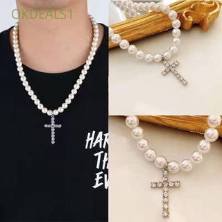 OKDEALS1 Nuevo Collar Hombre Collar punk Collar de perlas Regalo de San Valentín Cadena Ropa de moda Mujer Crossover Diamante Colgante