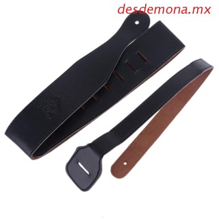 desdemona Adjustable Soft PU Leather Thick Strap For Electric Acoustic Guitar Bass Black