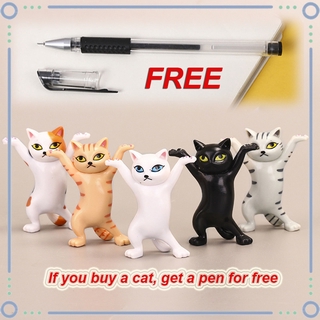 (1 caneta grátis) Porta-canetas para gatos fofos Tiktok Diversão para gato de brinquedo decoração de animais