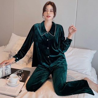 Las Mujeres Salón Desgaste Casual Pijamas Conjunto De Velour Ropa De Dormir 2 Piezas Traje De Pijama Suave Hogar Otoño Lencería