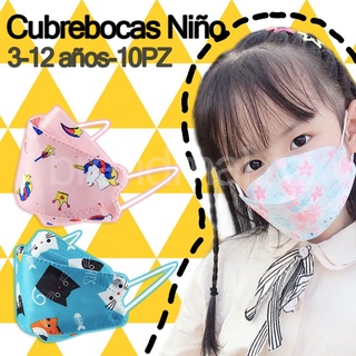 10PZS KF94 Cubrebocas Infantil Máscara 4 capas (4-12 años)