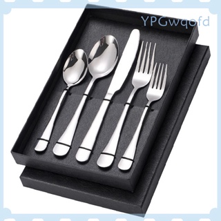 5 piezas portátil de viaje de acero inoxidable vajilla tenedor cuchara comer vajilla picnic mochila cubiertos vajilla