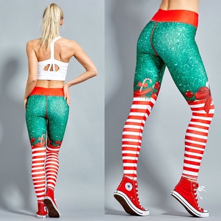 Nessaj nueva navidad Fitness deporte Leggings Yoga gimnasio cintura alta impresión pantalones largos moda elástico flaco entrenamiento ropa deportiva para las mujeres