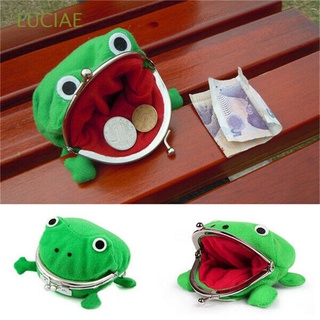 LUCIAE Hot Frog Wallet Cute Anime Cartoon Frog Coin Purse Cosplay Props Plush Flannel Coin Holder Pocket Cartoon Manga Mini Storage Bag