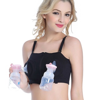Women Hand-free Wire-free Pumping Nursing Bra Adjustable Breastfeeding Bra with Zip (1)