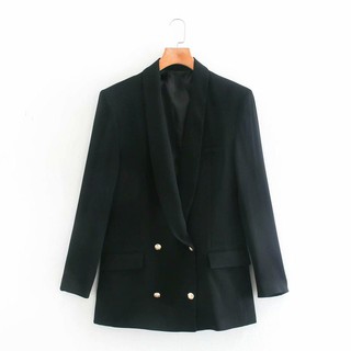 Blazer Formal liso para mujer, Blazer para mujer coreana, Blazer de oficina liso, negro básico (1)