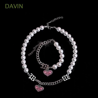 DAVIN Geométrico Collar de perlas Punk Cadena de clavícula femenina Collar de estilo coreano Elegante Y2K Girl Lujo Temperamento Sencillo Retro Pulsera de perlas