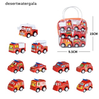 Desertwatergala 6pcs Car Model Toy Pull Back Car Toys Mobile Vehicle Fire Truck Taxi Model Kids DWL
