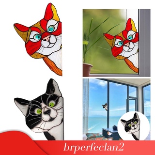 [brper2] 2 piezas de vidrio de colores para gatos, regalo, vidrieras colgantes