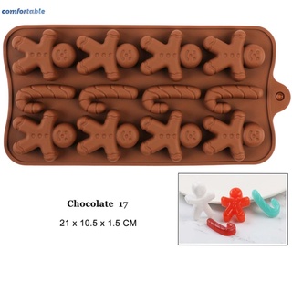 Silicone Chocolate Mold Christmas Crutch Gingerbread Man Bakeware for Chocolate Candy Fudge Ice Jelly Cake Decoration DIY comfortable