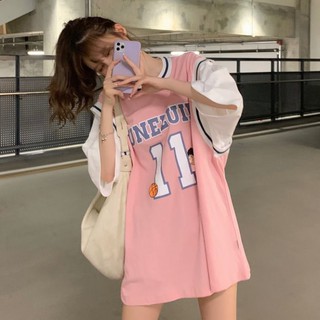 Zhongda camiseta de uniforme de baloncesto falso de dos piezas para niños mujer 2021 nueva versión coreana de manga corta para estudiantes sueltos de media manga de media manga ins (1)