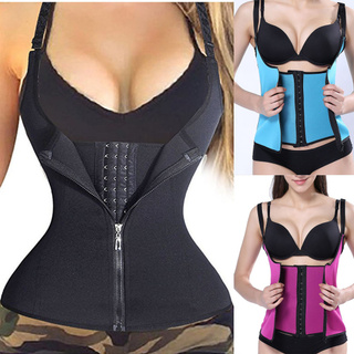 ♛fiona01♛ Zipper Sweat Sauna Body Shaper Women Slimming Vest Waist Trainer Black/L (1)