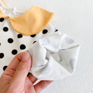 (66-90) Ins chica bebé punto impresión bebé collar mameluco traje de onda punto grande solapa de algodón puro enredadera estilo delgado (5)