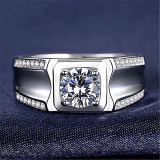 AIFEI plata 925 Original hombres anillo de diamantes Real diamante propuesta matrimonio 18K chapado en oro blanco platino anillo Moissanite moda Cincin-S1