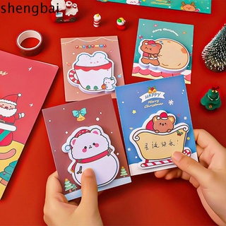 Shengbai lindo bloc de notas de navidad bloc de notas de dibujos animados papel de escritura muñeco de nieve Kawaii 30 hojas oso papelería autoadhesivo notas adhesivas