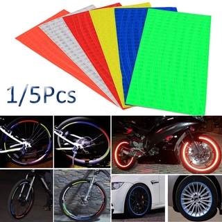 TOPLIVING 1/5Pcs nuevo llanta de rueda rojo/amarillo/azul/plata/verde/naranja/púrpura/amarillo oscuro pegatinas reflectantes accesorios impermeable DIY fluorescente bicicleta coche motocicleta /Multicolor (4)