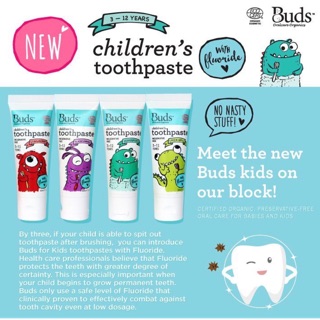 Oralcare Organics Buds - pasta de dientes con flúor (3-12 años)