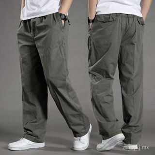 Pantalones de verano nuevos para hombres sueltos rectos pantalones casuales de algodón pantalones de papá de mediana edad y ancianos Pantalones deportivos overoles de moda