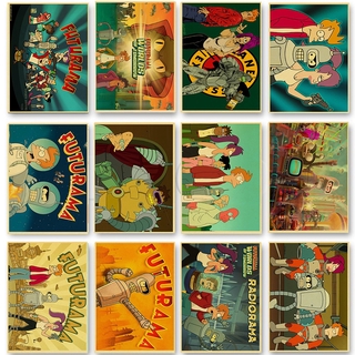 FUTURAMA retro póster de papel kraft vintage pósters animación sci-fi sitcom arte pintura pegatinas de pared