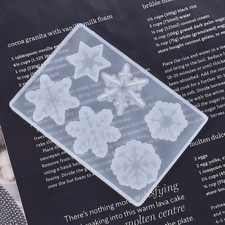 San* moldes de resina de copo de nieve de 6 cavidades con colgante de copo de nieve de silicona molde de fundición de arte artesanal (2)