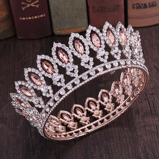 Lujo Barroco Tiara Y Corona Cristal Diamantes De Imitación Círculo Completo Reina Novia Joyería Diadema Boda Acceso Al Cabello (1)