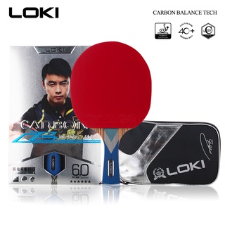 loki raqueta de tenis de mesa profesional de 6 estrellas, hoja de carbono, ping pong, competencia de ping pong, paleta para ataque rápido y arco