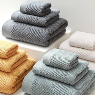 Plain Cotton Bath Towel Set, 1 Large Bath Towels, 1 Absorbent Quality 1 Face Towels, Bathroom V6B1