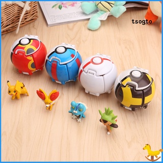 Tsogto 4Pcs creativo Mini Pokemon Pikachu Poke Ball Pop-up deformación juguete niños regalo