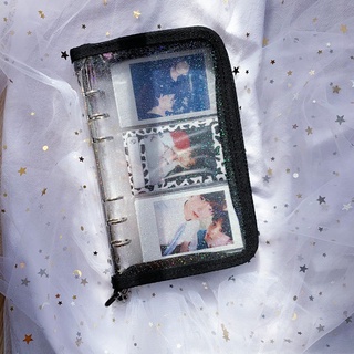 a5 a6 cremallera carpeta transparente 6 agujeros álbum de fotos foto tarjeta organizador portátil