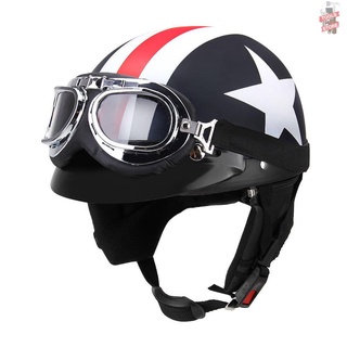 casco de motocicleta de cara abierta con gafas visera bufanda motociclista scooter touring casco
