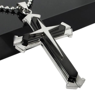 seafeelm1 collar de cadena de acero inoxidable con colgante de cruz para hombre joyería regalo