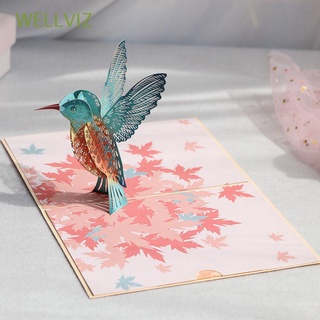 WELLVIZ día de la madre 3D tarjeta de felicitación para el día del maestro colibrí Pop-Up regalo de pájaro postal día del padre cumpleaños con sobre pegatinas tarjeta de agradecimiento (1)