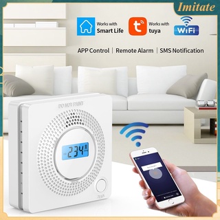 wifi monóxido de carbono detector hogar alarma de gas tuya smart app alimentado por batería co detección de alarma imitar