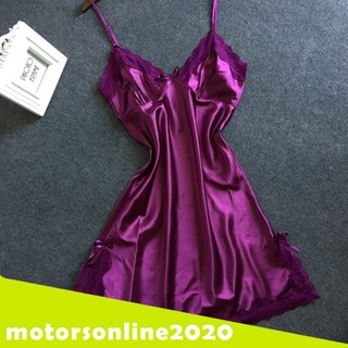 [motorsonline2020] lencería sexy para mujer ropa de dormir satén bowknot encaje babydoll cami vestido