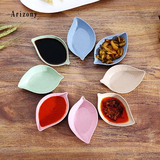 Creativo hoja forma de trigo paja condimento plato salsa vinagre Mini placa herramienta (1)