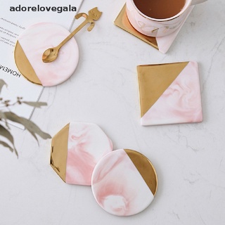 adore europa estilo antideslizante rosa mármol grano oro chapado en cerámica posavasos taza esteras gala (6)