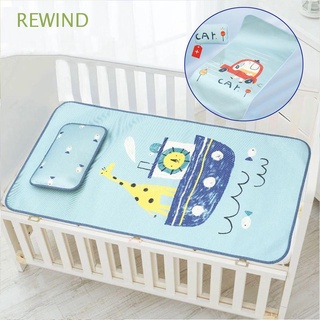 REWIND Removable Mattress Breathable Ice Silk Baby Cool Mat Newborn Soft-Cushion Bedding Set Pillow Sleeping Crib Pad/Multicolor