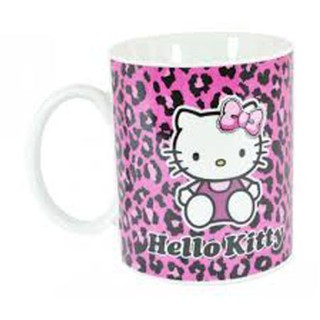 Taza Mágica Hello Kitty Fondo Leopardo Rosa
