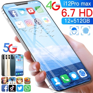 Listo Stock Teléfono Móvil i12 Pro max Android 11.0 12GB + 512GB 6.7 Pulgadas Smartphone