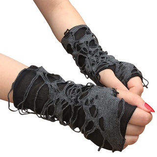 guantes punk sin dedos para mujer/guantes góticos/guantes rasgados/fiesta de disfraces