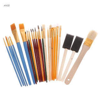 ange - juego de 25 pinceles profesionales de pintura de nailon, aceite de acuarela, suministros de arte