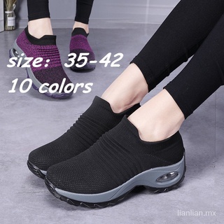 nuevas zapatillas de deporte de las mujeres zapatos para correr zapatos deportivos zapatos de plataforma moda correr transpirable cuñas zapatos kasut sukan wanita cycy