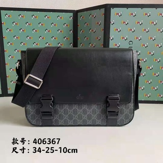 [Listo para enviar] Original auténtico Gucci nuevo bolso de hombro 406367g pegamento bolso de mensajero informal de negocios maletín de cuero para hombres