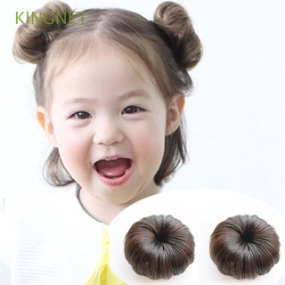 KINGNET Chica Peluca Curly Alargamiento del pelo Bollo para niños Desordenado Con clip Peluca Pelo artificial Clip de pelo de bola