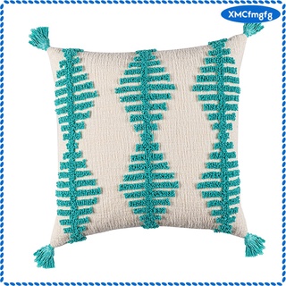 [listo stock] fundas de almohada boho tiro tufted algodón lino decorativo fundas de almohada borlas para sofá cama, fundas de cojín para el hogar