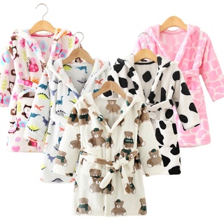 Invierno de los niños de franela albornoz bata bebé niño niña pijamas 10-2 años de edad ropa de bebé